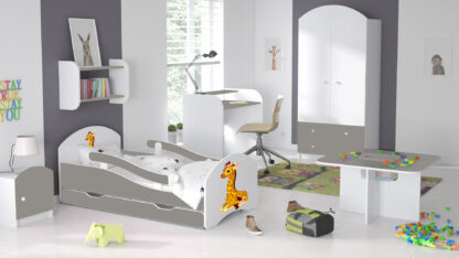 Łóżko dziecięce LEO 180x80 biało-szare - obrazek 8