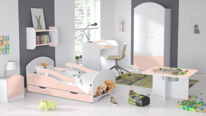 Łóżko dziecięce LEO 180x80 biało-różowe - obrazek 10