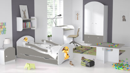 Łóżko dziecięce LEO 180x80 biało-szare - obrazek 7